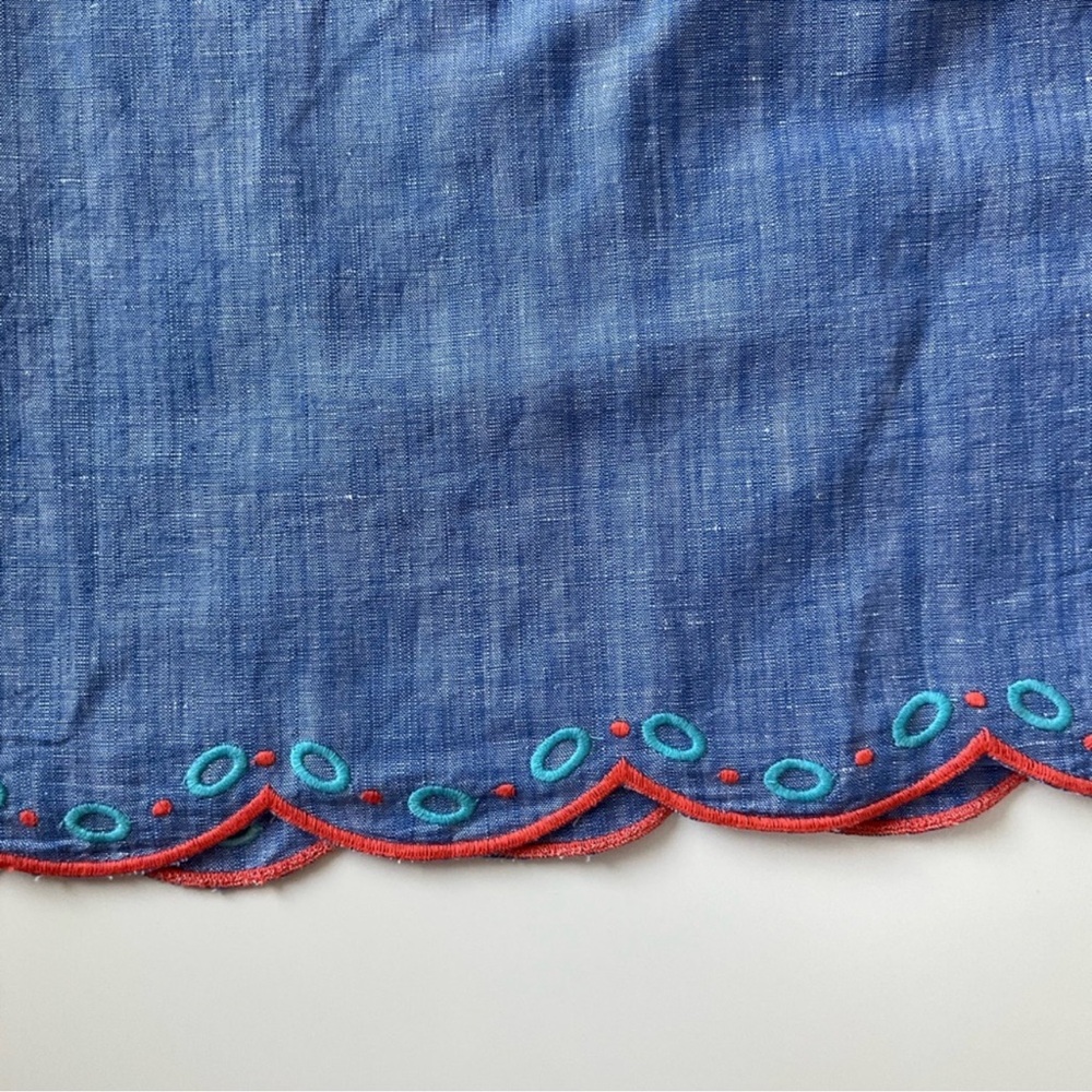 New Talbots Embroidered Linen Blend Chambray A-Line Skirt New With Tags 4P - Picture 4 of 12